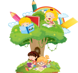 Kids sitting under the tree